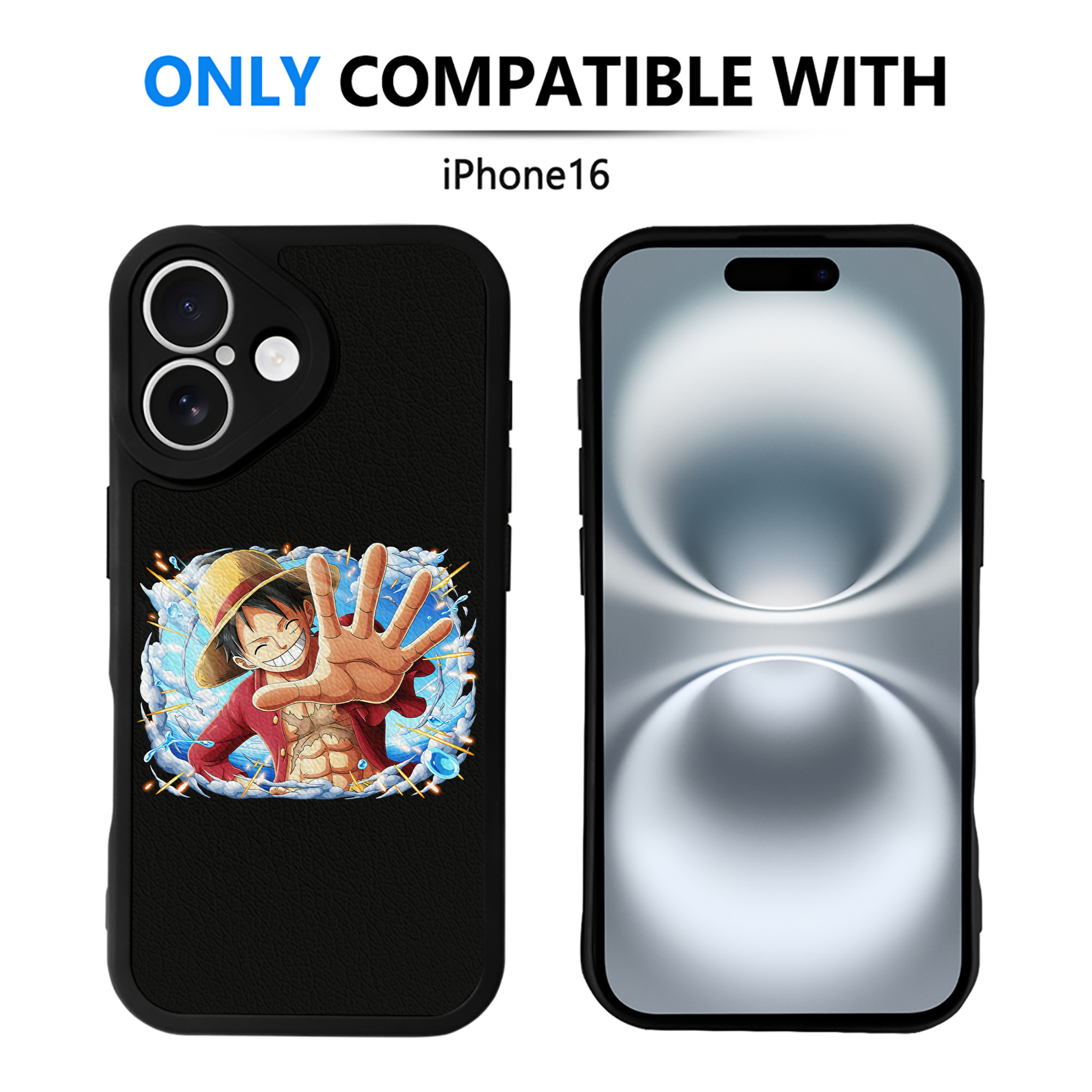 （画像用） ワンピース モンキー・D・ルフィ ONE PIECE Monkey D. Luffy 【iPhone 16シリーズ対応】シリコンスマホケース（レザー調） 材質：シリコン